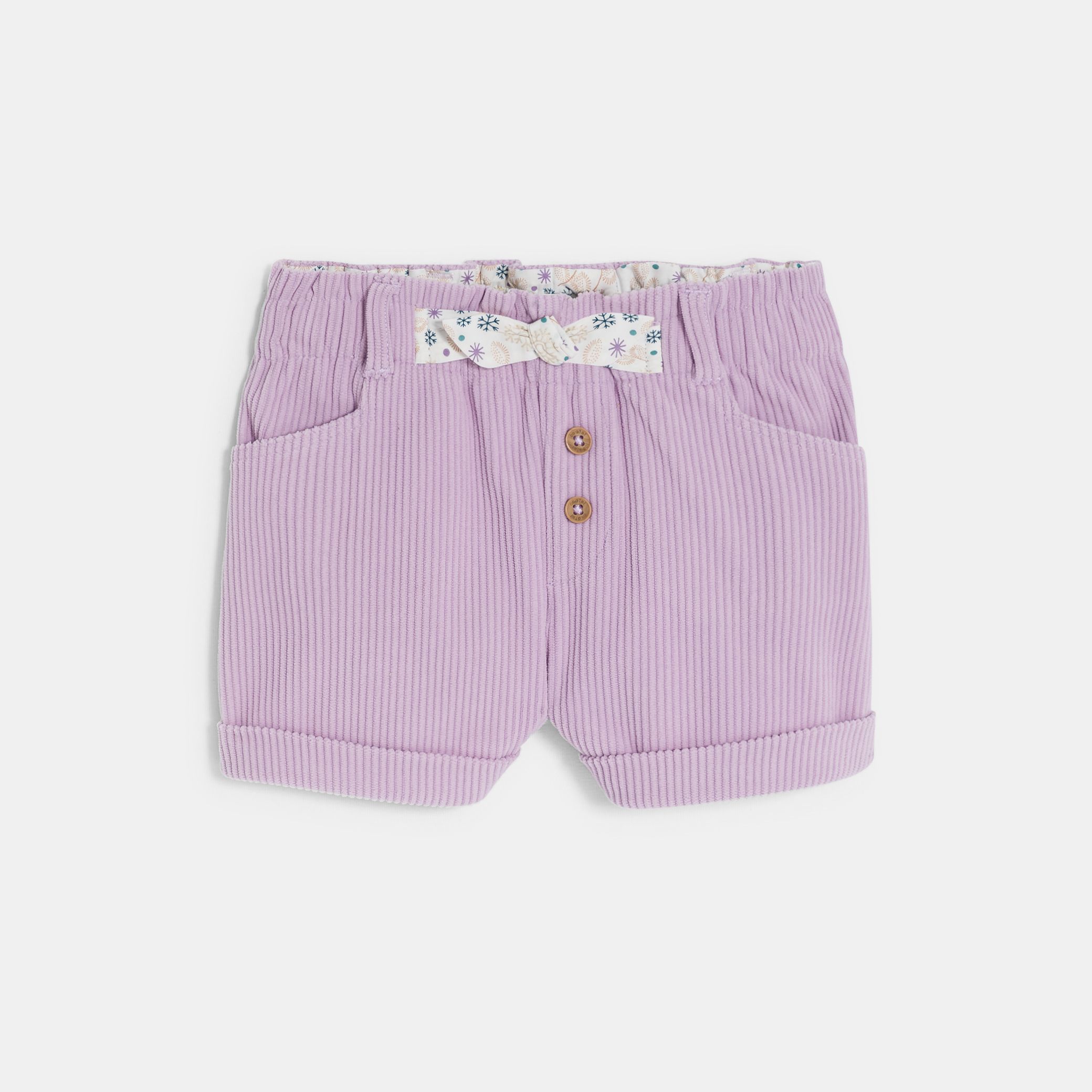 Quần short nhung kẻ cạp cao